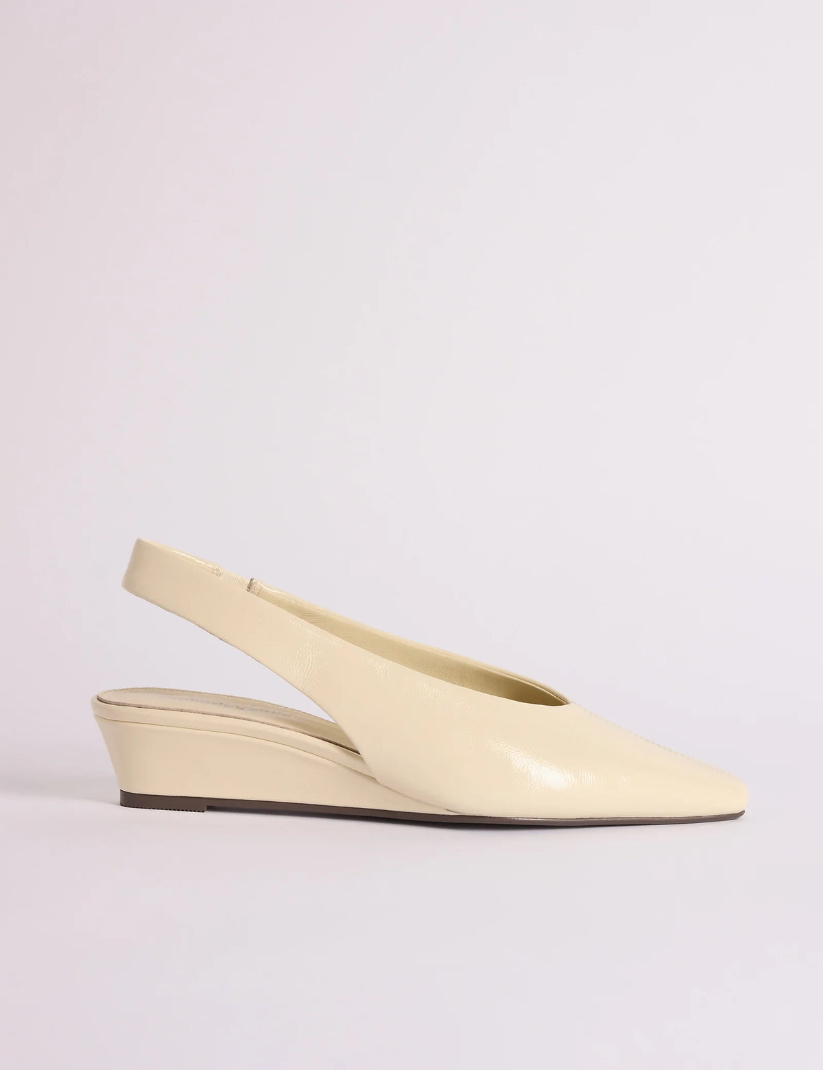Ivory Leather Wedge Sling Back Heels