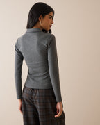 Grey Collared Jersey Top