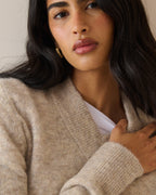 Oatmeal V-Neck Ribbed Trim Jumper