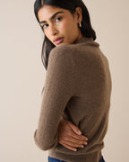 Brown Cashmere Funnel Neck Jumper