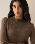 Brown Cashmere Funnel Neck Jumper