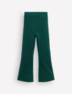 Ribbed Flared Leggings-Green