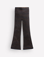 Ribbed Flared Leggings-Navy Stripe