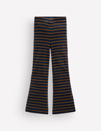 Ribbed Flared Leggings-Navy Stripe