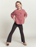 Ribbed Flared Leggings-Navy Stripe