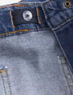 Patch Pocket Straight Jeans-Denim Embroidery