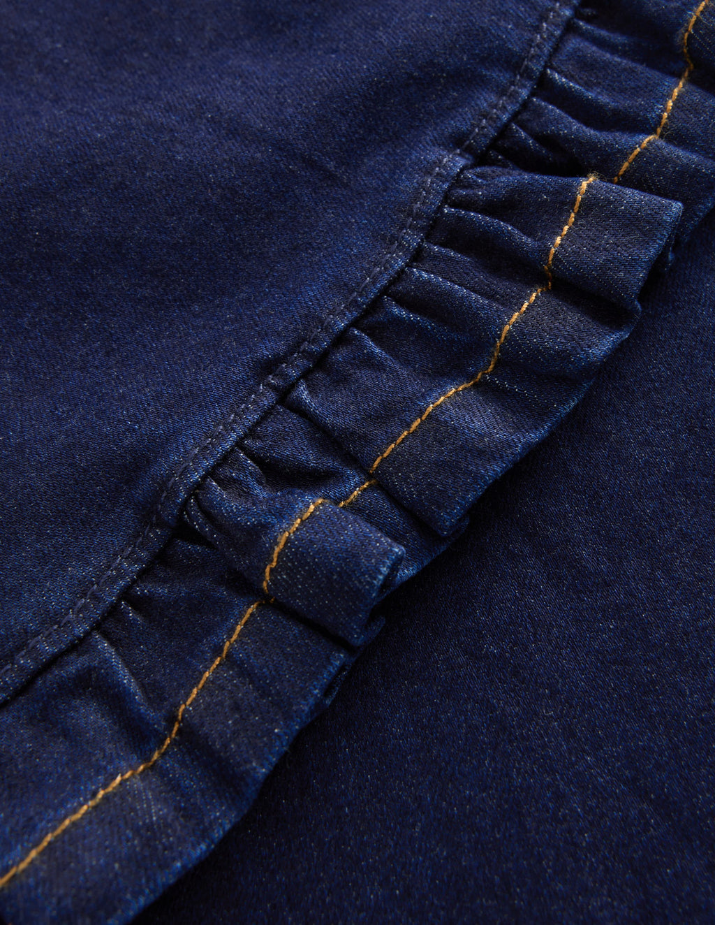 Wide Leg Frill Hem Jeans-Dark Wash
