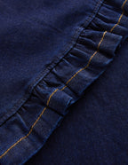 Wide Leg Frill Hem Jeans-Dark Wash