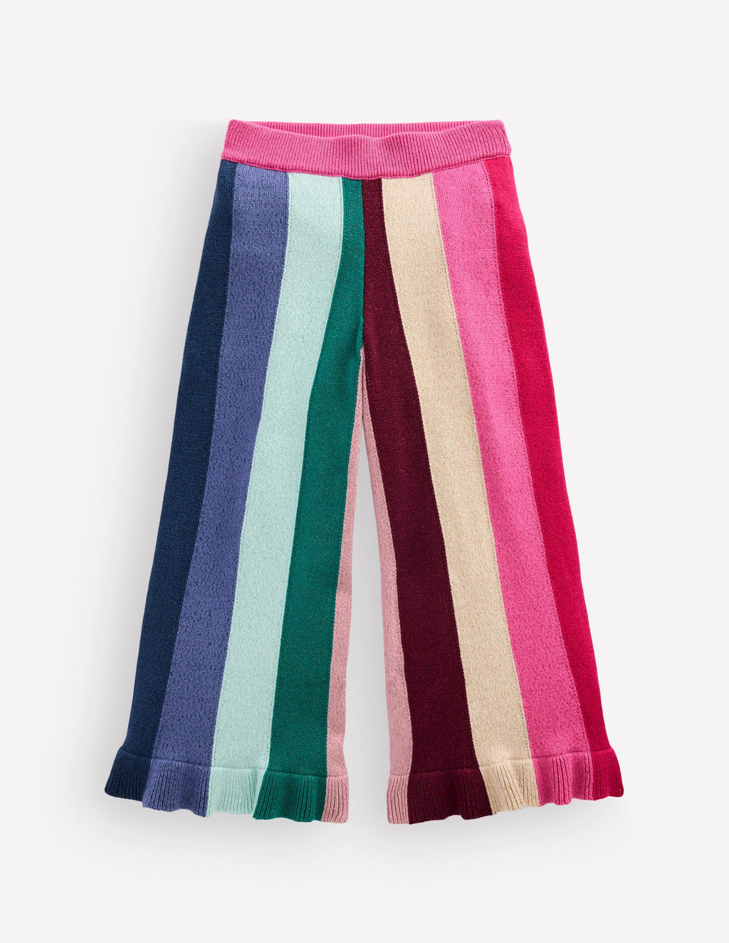 Knitted Sparkle Party Trousers-Rainbow Sparkle Stripe