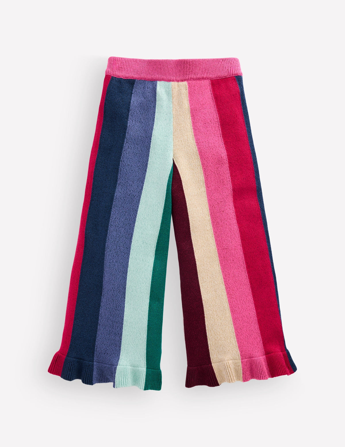 Knitted Sparkle Party Trousers-Rainbow Sparkle Stripe