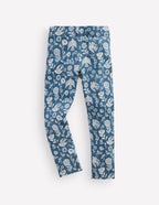Fun Leggings-Sapphire Blue Floral Blue