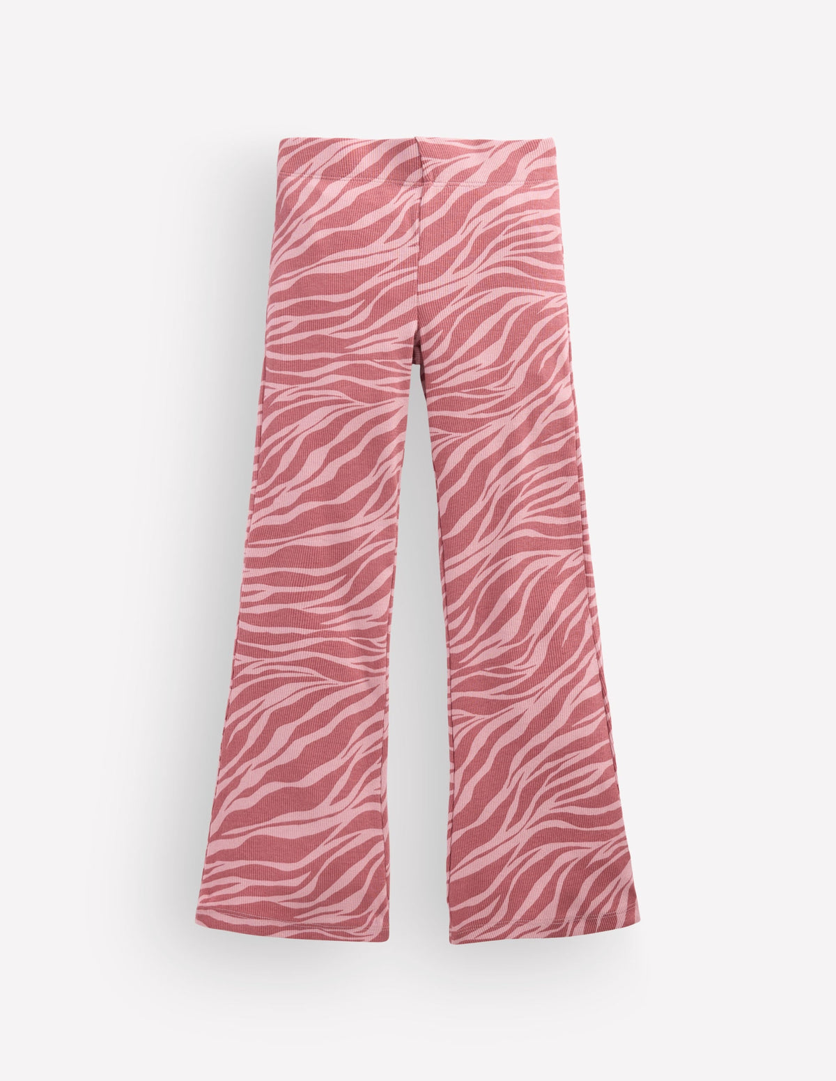 Ribbed Flared Leggings-Vintage Pink Zebra