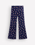 Ribbed Flared Leggings-Navy Spaced Flower
