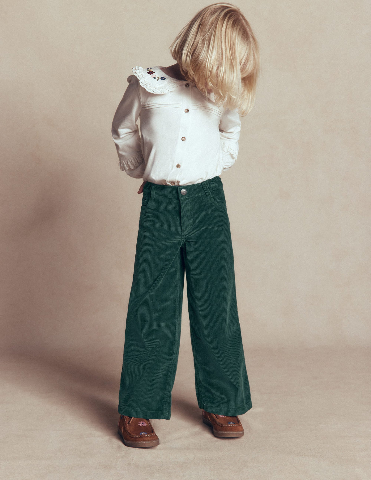 Wide Leg Jean-Malachite Green Cord