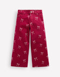 Wide Leg Jean-Ruby Red Flock Bow