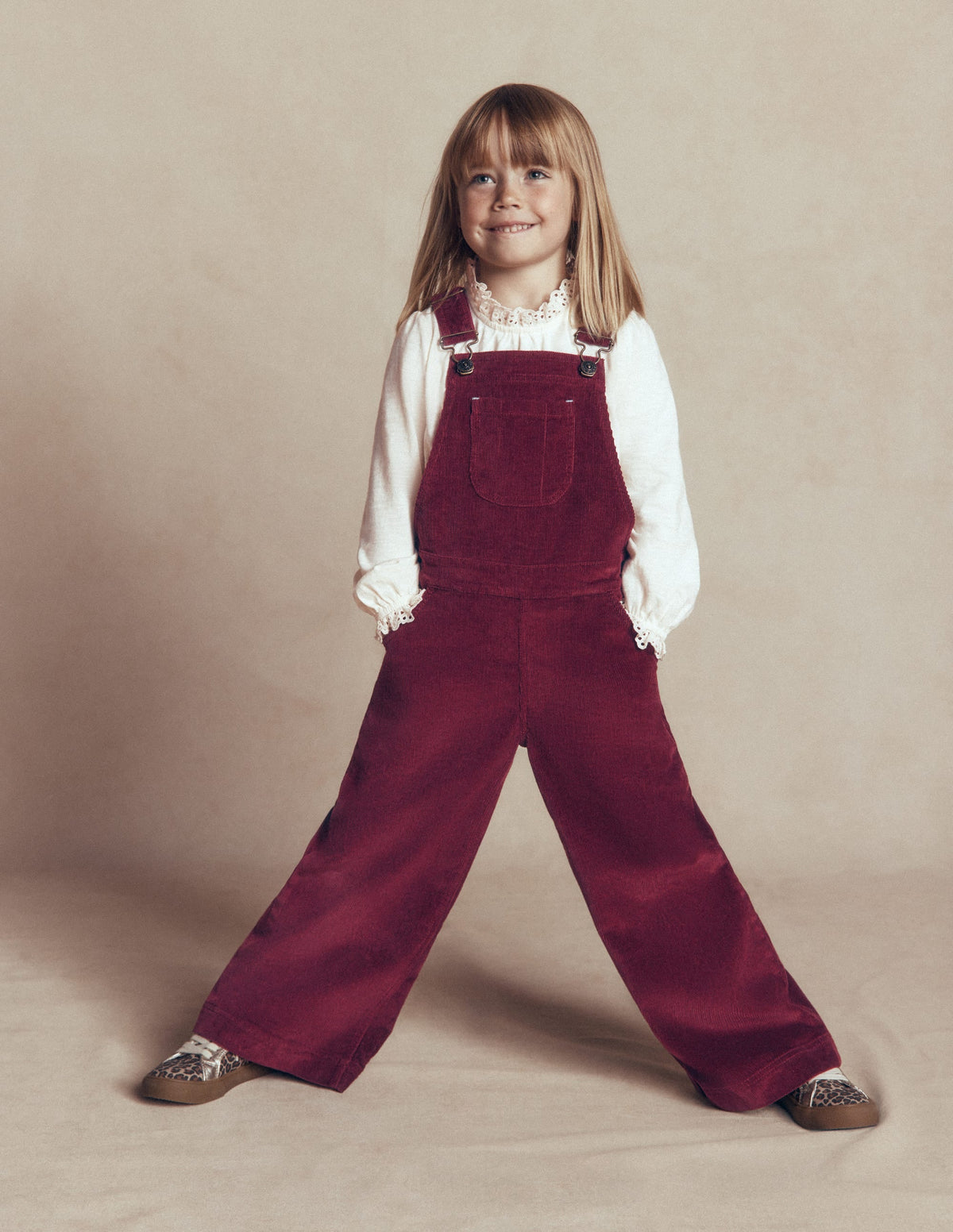 Wide Leg Dungarees-Deep Wisteria Cord