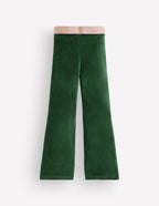 Velvet Flared Leggings-Hunter Green