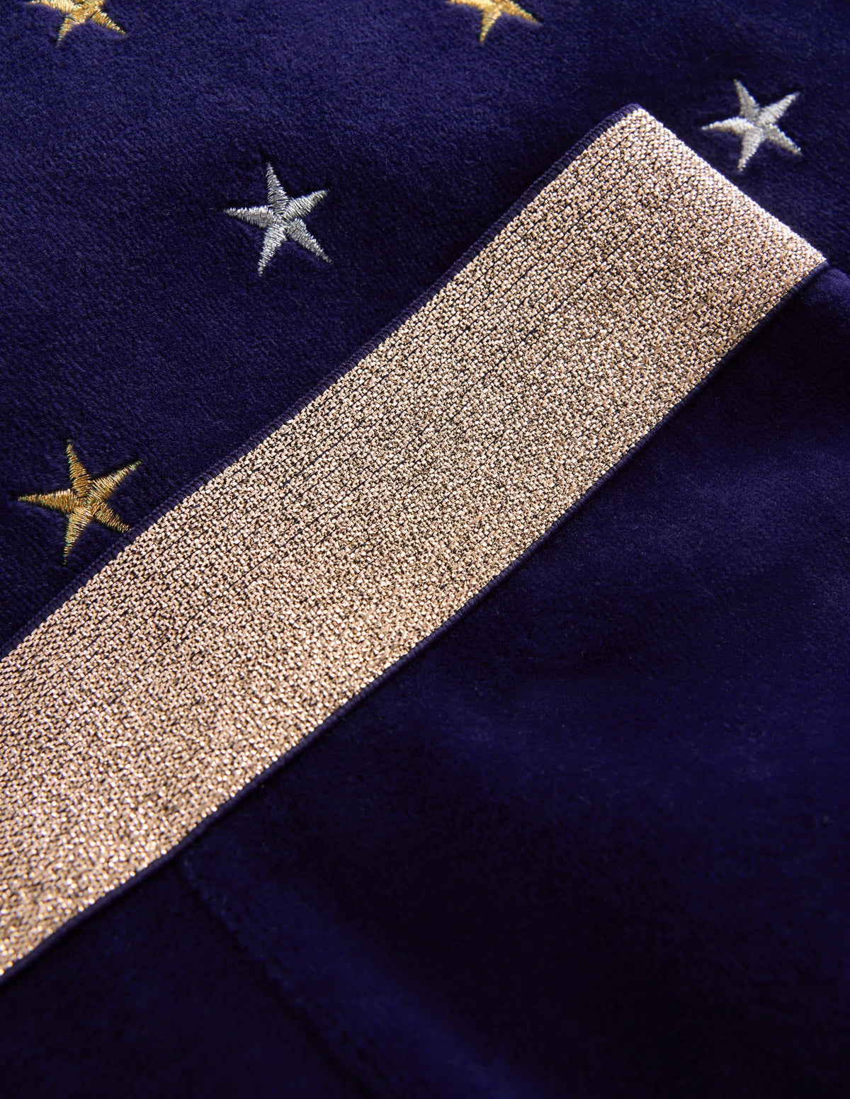 Velvet Flared Leggings-Navy Embroidered Stars