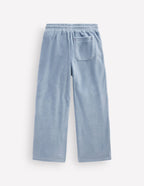 Velour Wide Leg Joggers-French Blue