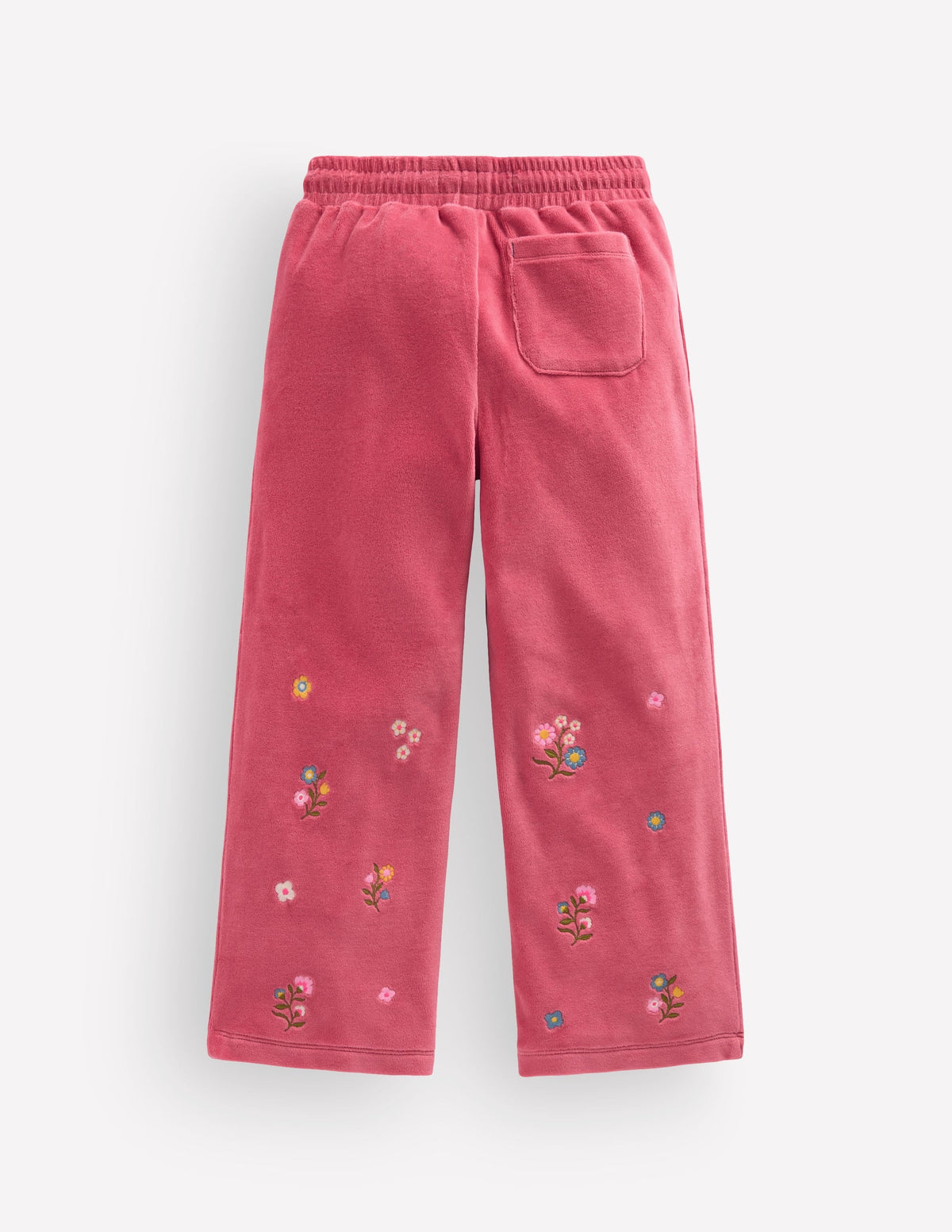 Velour Wide Leg Joggers-Pink Embroidery