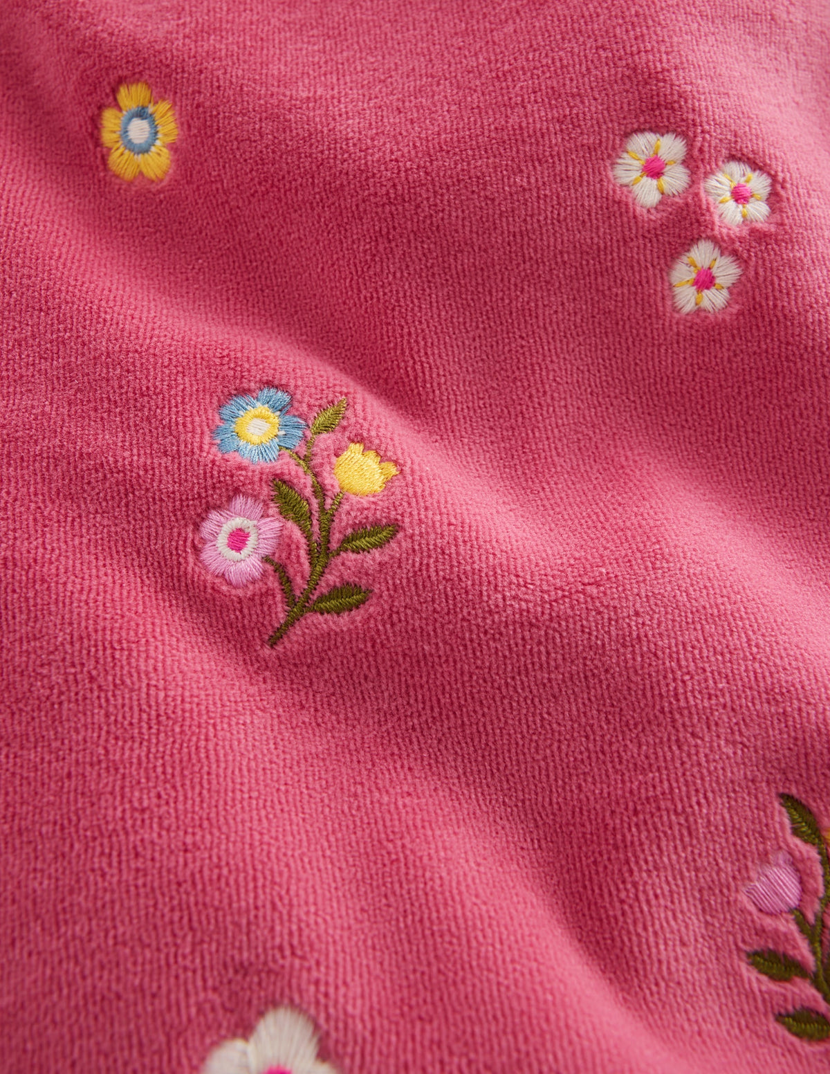 Velour Wide Leg Joggers-Pink Embroidery
