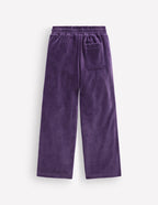 Velour Wide Leg Joggers-Mystic Purple