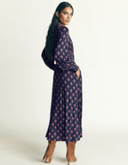 Georgia Jersey Midi Dress-Navy, Flourishing Spring Stamp