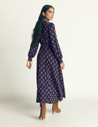 Georgia Jersey Midi Dress-Navy, Flourishing Spring Stamp