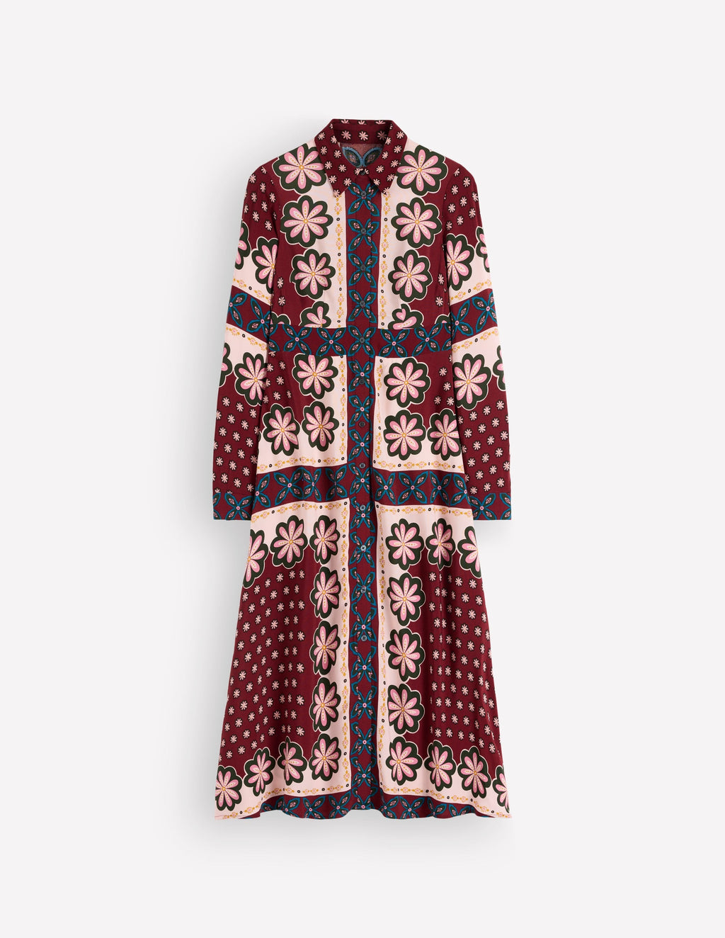 Joanna Midi Shirt Dress-Multi Geo Flora Placement