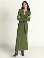 Paula Ribbed Crew Dress-Brunswick Green, Evening Blue