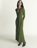 Paula Ribbed Crew Dress-Brunswick Green, Evening Blue