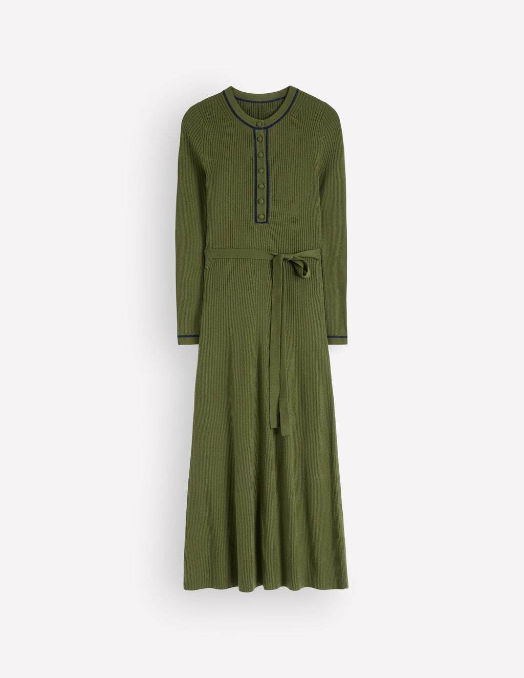 Paula Ribbed Crew Dress-Brunswick Green, Evening Blue