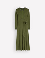 Paula Ribbed Crew Dress-Brunswick Green, Evening Blue