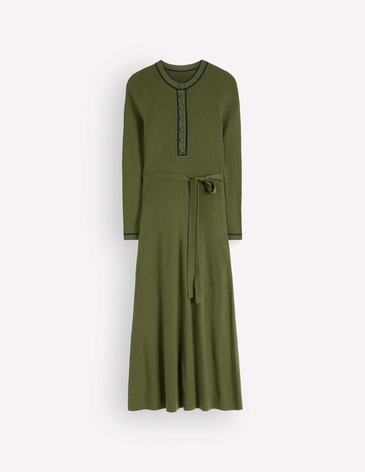 Paula Ribbed Crew Dress-Brunswick Green, Evening Blue