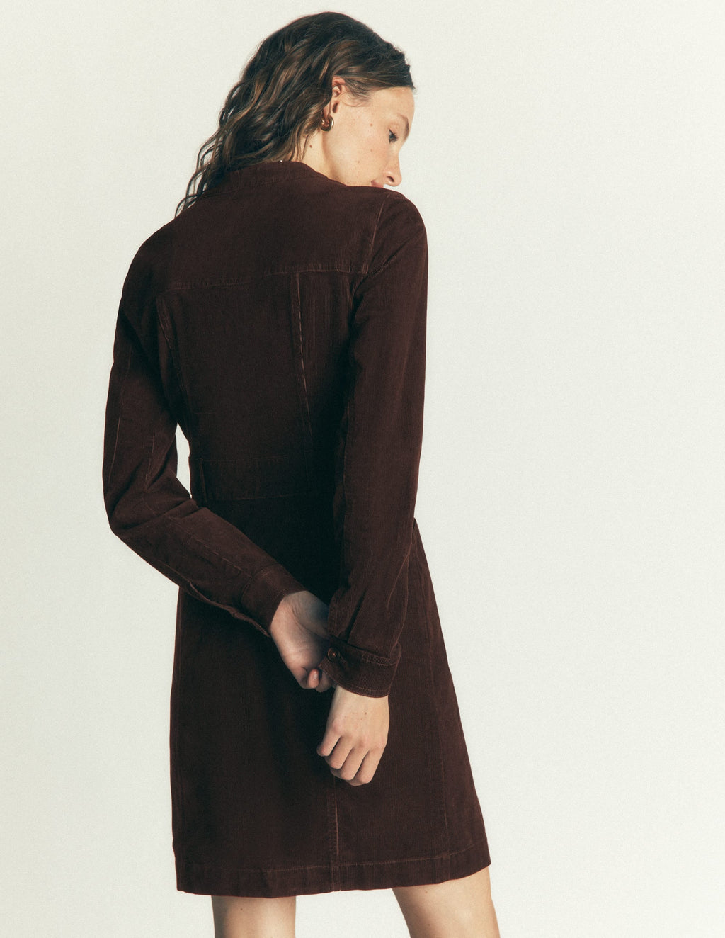 Zara Cord Short Dress-Bitter Chocolate