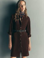Zara Cord Short Dress-Bitter Chocolate