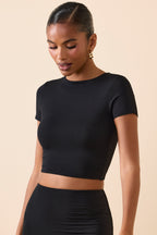 Cap Sleeve Crop Top in Black