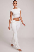 Modal Mid-Rise Trousers in White