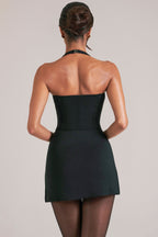 Mid-Rise Bodycon Ultra Mini Skirt with Split in Black