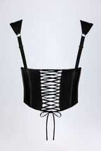 Vinyl Lace-Up Corset Top in Black