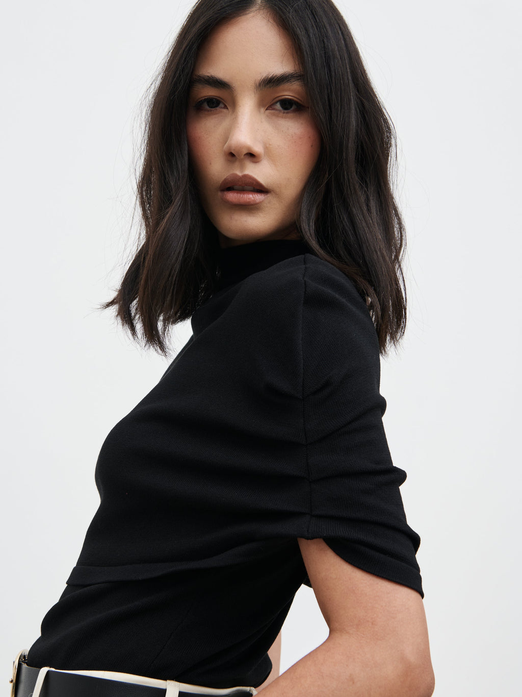 Adhara Knitted Poncho Top - Black