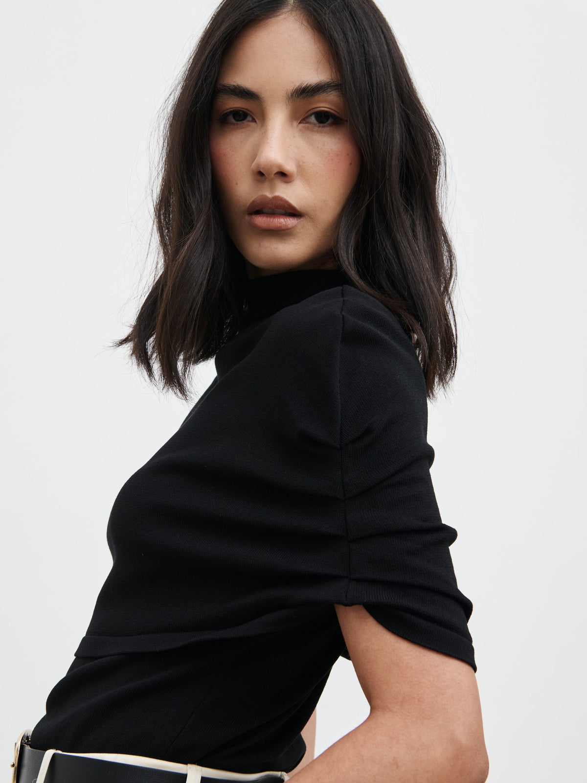 Adhara Knitted Poncho Top - Black
