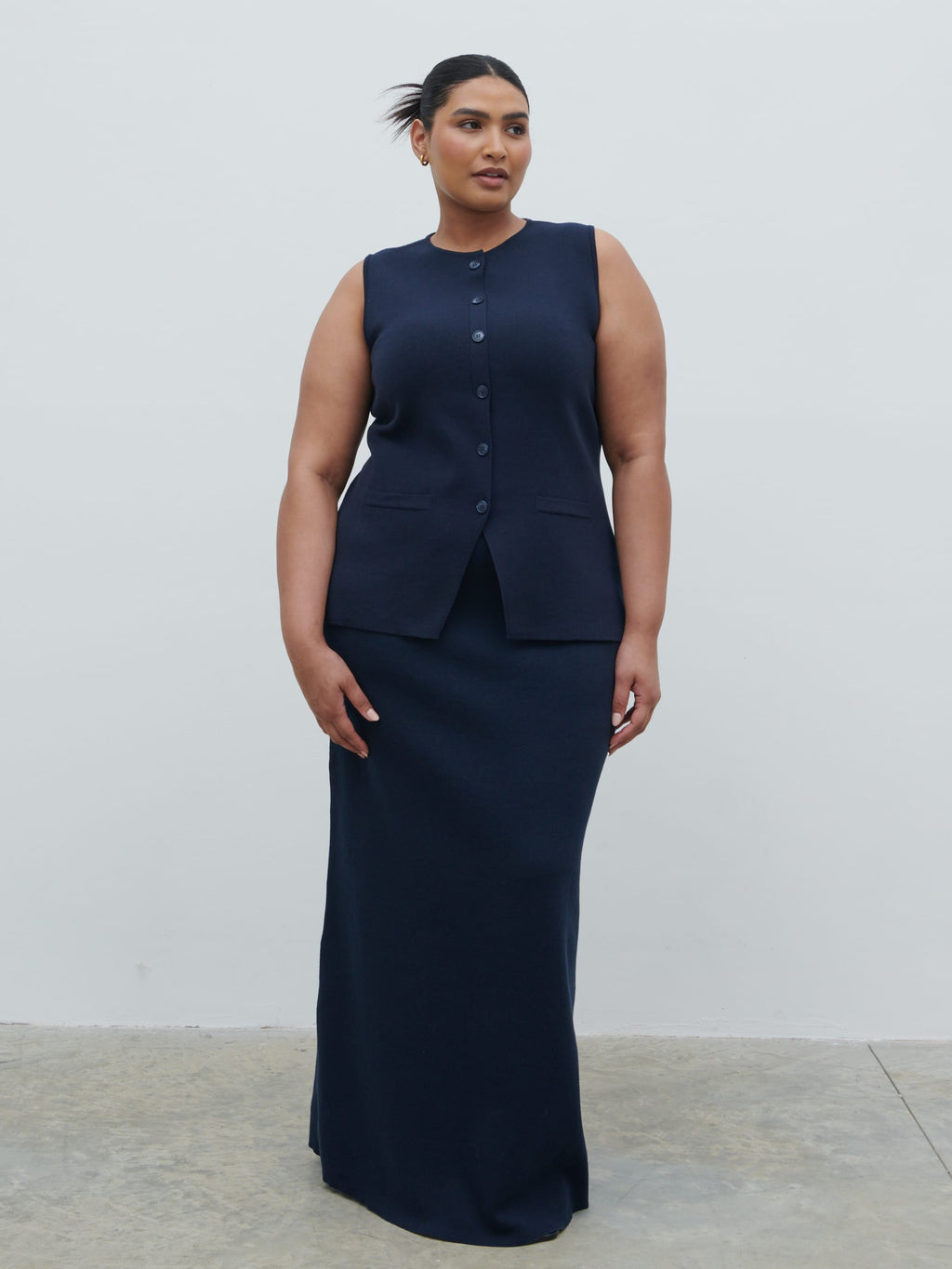 Alba Knit Waistcoat Curve - Navy