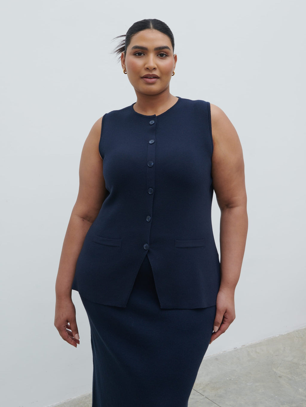 Alba Knit Waistcoat Curve - Navy