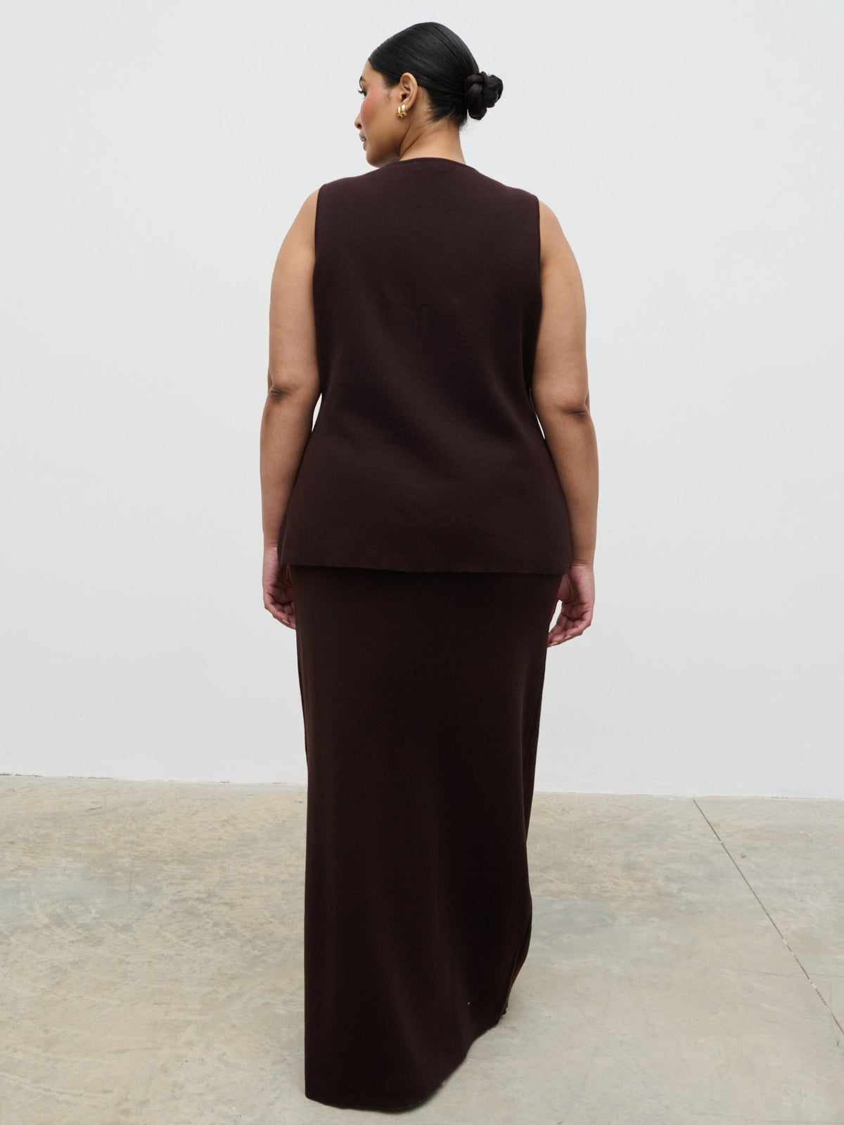Alba Knit Maxi Skirt Curve - Chocolate