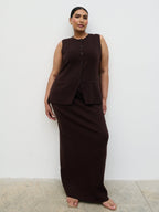 Alba Knit Maxi Skirt Curve - Chocolate
