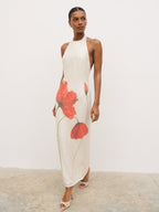 Alora Racer Sequin Maxi Dress - Largescale Poppy Petal Red