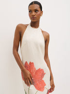 Alora Racer Sequin Maxi Dress - Largescale Poppy Petal Red