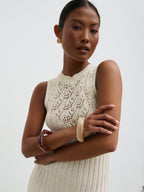 Amiri Crotchet Knit Midaxi Dress - Cream