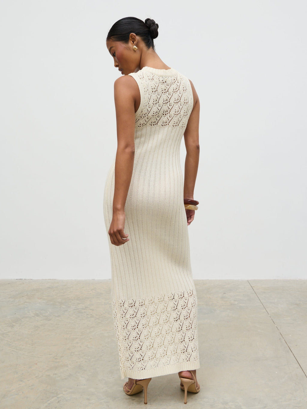 Amiri Crotchet Knit Midaxi Dress - Cream